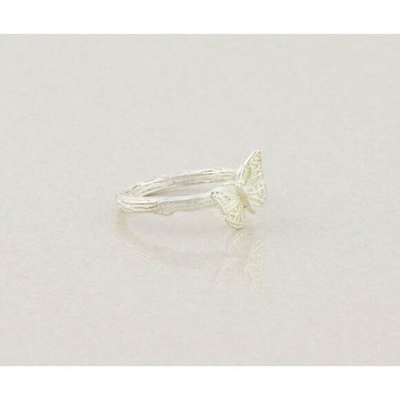 Sterling Silver Textured Butterfly Ring Size 8 1/4 - Picture 3 of 7